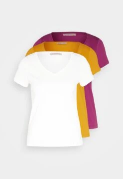 Anna Field 3 Pack T-Shirt BasicDark Yellow/Purple/White Donna T-shirt E Top AN621D16H-E11 -Anna Field 23df2abe76ef48529413e69d385446ee