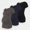 3 PackT-Shirt Con StampaBlack /Dark Grey/Dark Blue Donna T-shirt E Top EX429G03G-Q11 -Anna Field 29679c257fe941b2b6b2b1cdb4e7f000