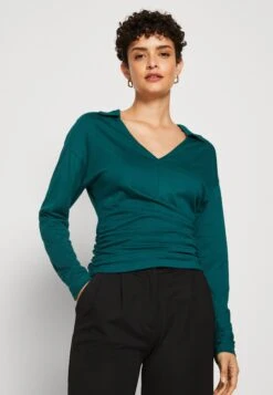 Anna Field Long Sleeve Wrap Blouse With Collar Maglietta A Manica LungaDark Green Donna T-shirt E Top AN621D1A8-M11 -Anna Field f24ec5d5e92149b39e59ea6fb4ec928f